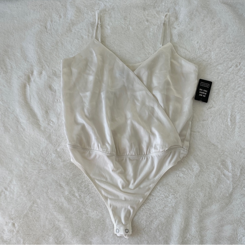 Express Satin Wrap Cami Bodysuit | White XS